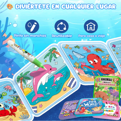 Libro Para Colorear Con Agua Plegable Para Niños Reutilizable🎨