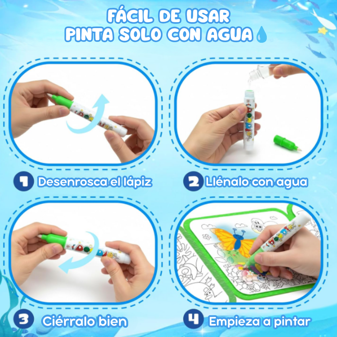 Libro Para Colorear Con Agua Plegable Para Niños Reutilizable🎨